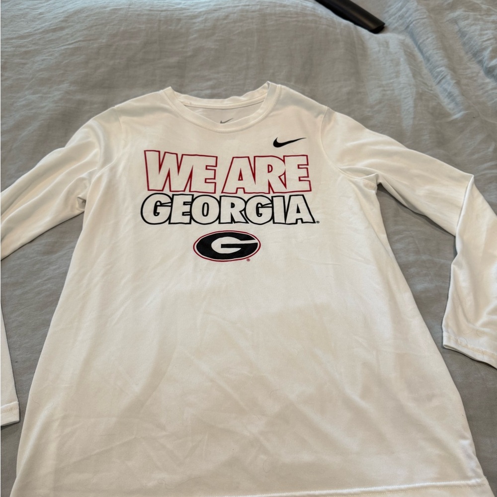 Nike White Dri-FIT Tee with Red and Black Accents Georgia Bulldogs